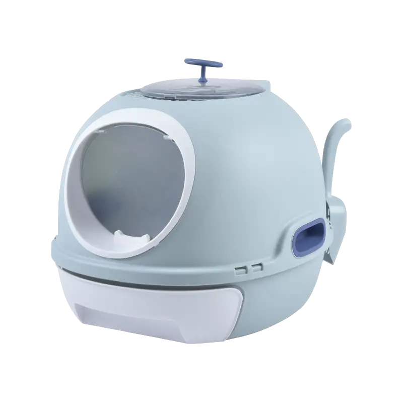 YES4PETS Hooded Cat Toilet Litter Box Tray House With Drawer & Scoop Blue - Pet Care > Cat Supplies > Cat Litter
