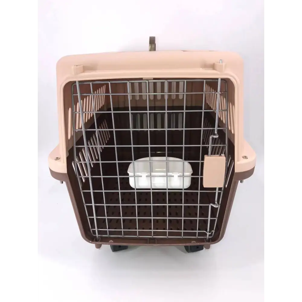 YES4PETS Large Airline Dog Cat Crate Pet Carrier Cage With Tray And Bowl Brown - Pet Care > Dog Supplies > Dog Carriers