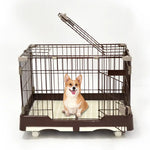 YES4PETS Large Brown Pet Dog Cage Cat Rabbit Crate Kennel With Potty Pad And Wheel - Pet Care > Coops & Hutches > Small