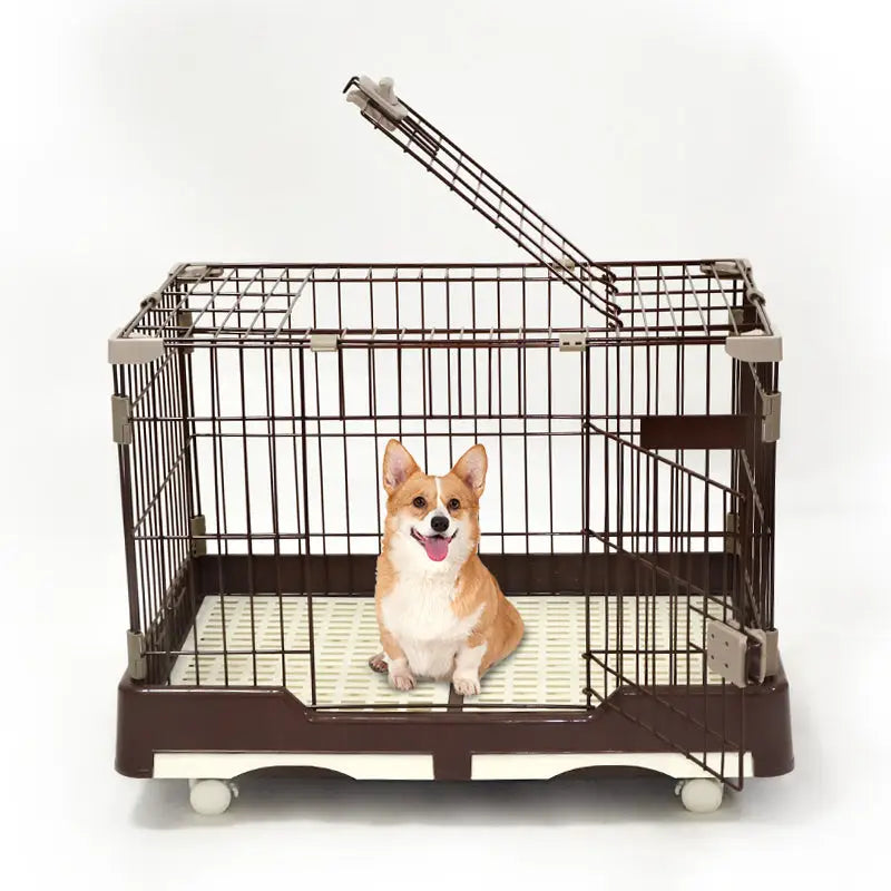 YES4PETS Large Brown Pet Dog Cage Cat Rabbit Crate Kennel With Potty Pad And Wheel - Pet Care > Coops & Hutches > Small