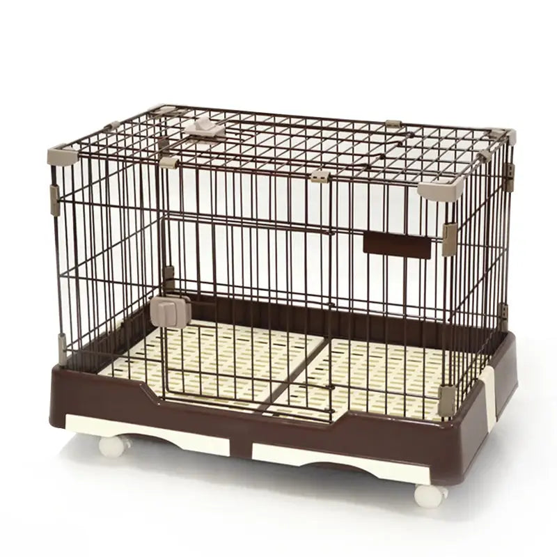 YES4PETS Large Brown Pet Dog Cage Cat Rabbit Crate Kennel With Potty Pad And Wheel - Pet Care > Coops & Hutches > Small