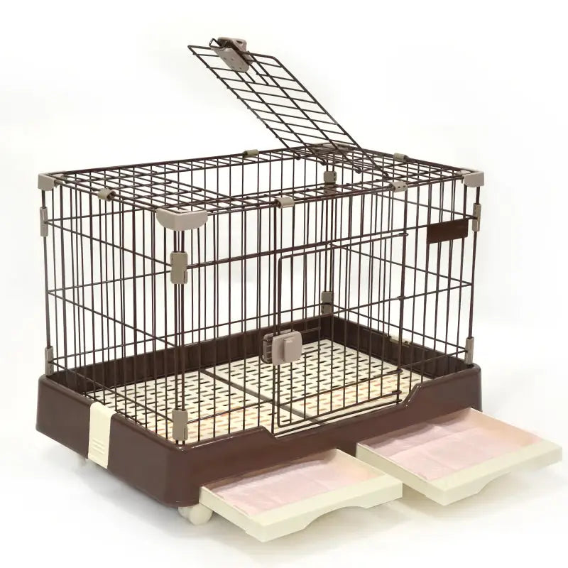 YES4PETS Large Brown Pet Dog Cage Cat Rabbit Crate Kennel With Potty Pad And Wheel - Pet Care > Coops & Hutches > Small