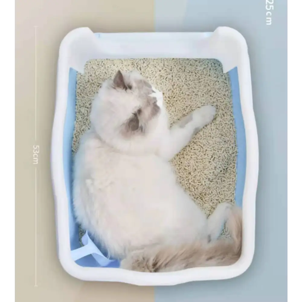 YES4PETS Large Deep Cat Kitty Litter Tray High Wall Pet Toilet Tray With Scoop Blue - Pet Care > Cat Supplies > Cat
