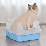 YES4PETS Large Deep Cat Kitty Litter Tray High Wall Pet Toilet Tray With Scoop Blue - Pet Care > Cat Supplies > Cat