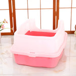 YES4PETS Large Deep Cat Kitty Litter Tray High Wall Pet Toilet Grid Tray With Scoop Pink - Pet Care > Cat Supplies >
