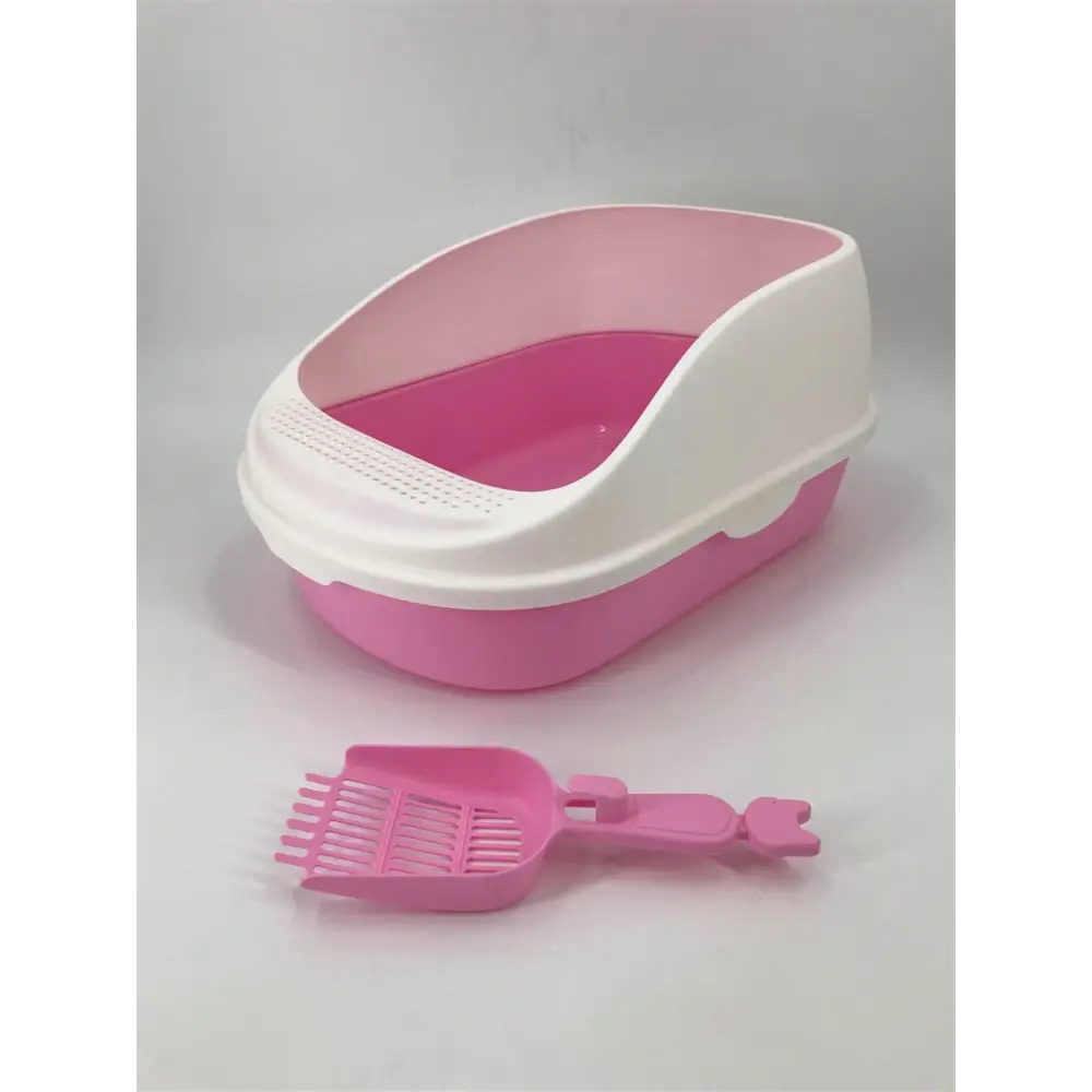 YES4PETS Large Deep Cat Toilet Litter Box Tray High Wall with Scoop Pink - Pet Care > Cat Supplies > Cat Litter