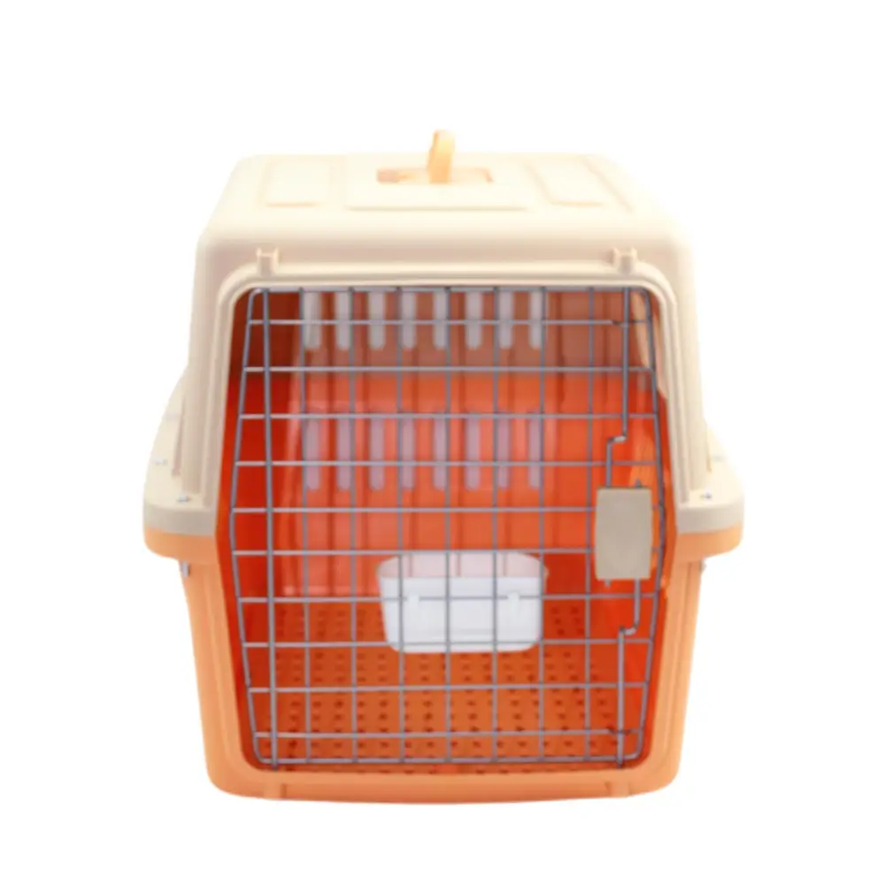 YES4PETS Large Dog Cat Crate Pet Carrier Rabbit Airline Cage With Tray And Bowl Orange - Pet Care > Dog Supplies > Dog