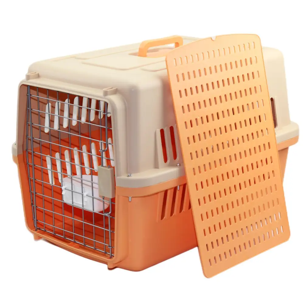 YES4PETS Large Dog Cat Crate Pet Carrier Rabbit Airline Cage With Tray And Bowl Orange - Pet Care > Dog Supplies > Dog