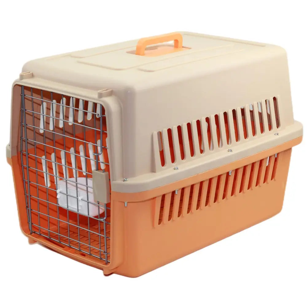 YES4PETS Large Dog Cat Crate Pet Carrier Rabbit Airline Cage With Tray And Bowl Orange - Pet Care > Dog Supplies > Dog