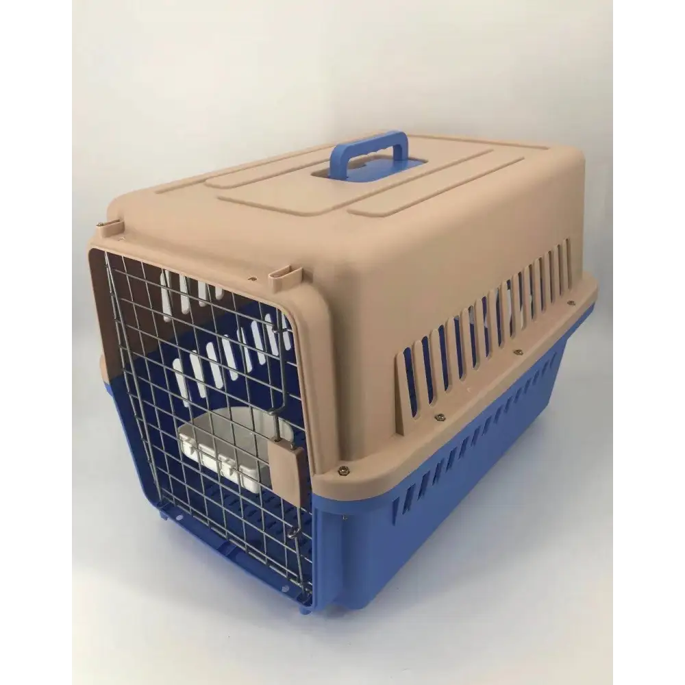 YES4PETS Large Dog Cat Crate Pet Carrier Rabbit Airline Cage With Tray And Bowl Blue - Pet Care > Cat Supplies > Cat