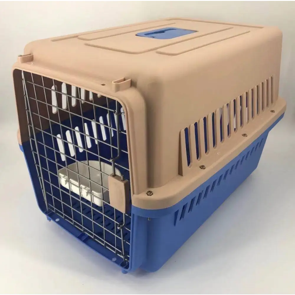 YES4PETS Large Dog Cat Crate Pet Carrier Rabbit Airline Cage With Tray And Bowl Blue - Pet Care > Cat Supplies > Cat
