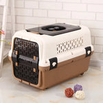 YES4PETS Large Dog Cat Crate Pet Rabbit Carrier Travel Cage With Tray & Window Brown - Pet Care > Dog Supplies > Dog