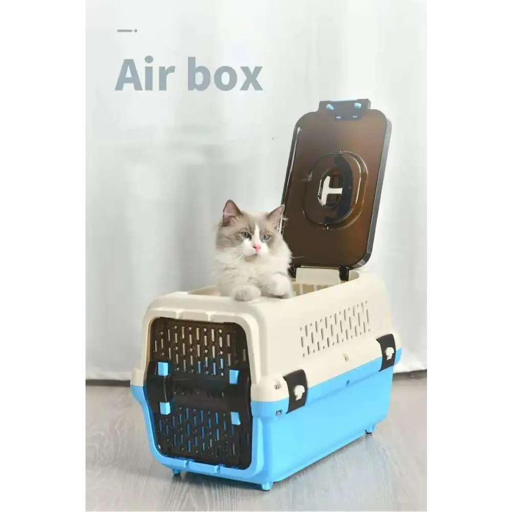YES4PETS Large Dog Cat Crate Pet Rabbit Carrier Travel Cage With Tray & Window Blue - Pet Care > Dog Supplies > Dog