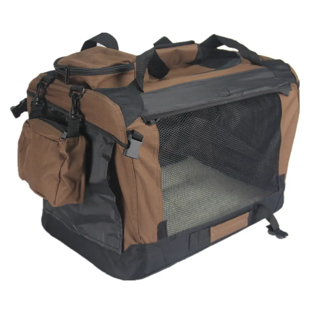 YES4PETS Large Fordable Pet Dog Puppy Soft Crate With Curtain-Brown - Pet Care > Dog Supplies > Dog Kennels