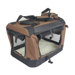 YES4PETS Large Fordable Pet Dog Puppy Soft Crate With Curtain-Brown - Pet Care > Dog Supplies > Dog Kennels