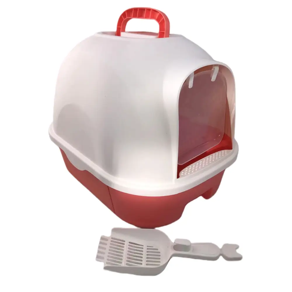 YES4PETS Large Hooded Cat Toilet Litter Box Tray House With Drawer and Scoop Red - Pet Care > Cat Supplies > Cat Litter