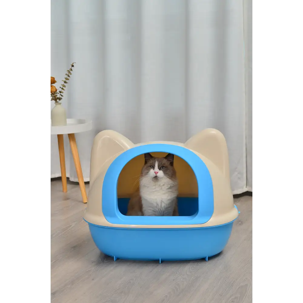 YES4PETS Large Hooded Cat Toilet Litter Box Tray House With Scoop Blue - Pet Care > Cat Supplies > Cat Litter