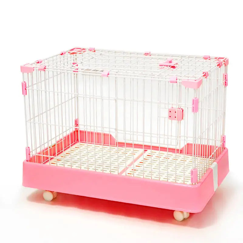 YES4PETS Large Pink Pet Dog Cage Cat Rabbit Crate Kennel With Potty Pad And Wheel - Pet Care > Coops & Hutches > Small
