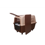 YES4PETS Large Plastic Kennels Pet Carrier Dog Cat Cage Crate With Handle and Wheel Brown - Pet Care > Dog Supplies >
