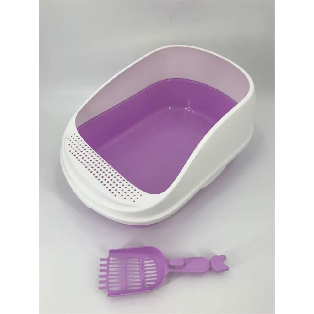 YES4PETS Large Portable Cat Toilet Litter Box Tray House with Scoop Purple - Pet Care > Cat Supplies > Cat Litter