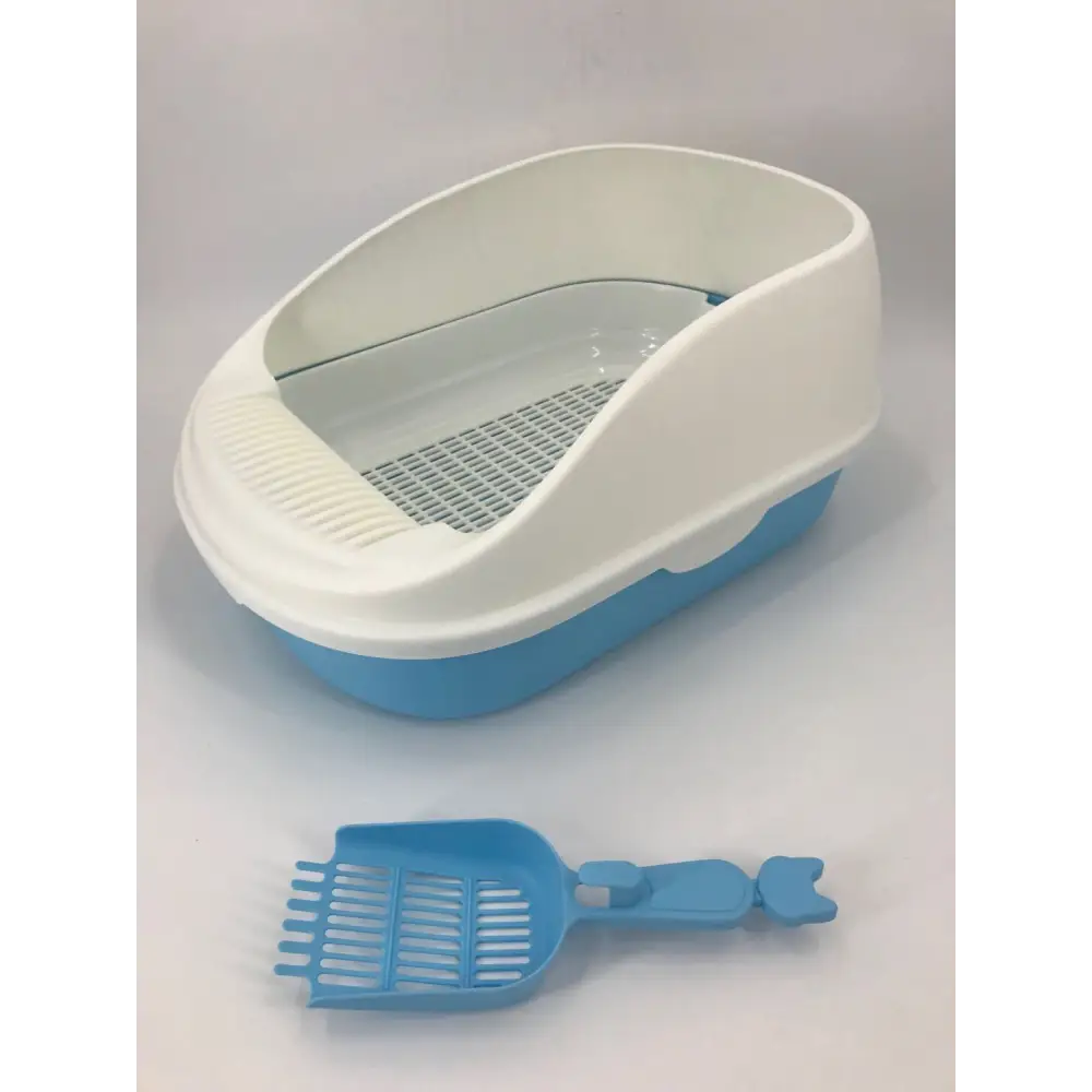 YES4PETS Large Portable Cat Toilet Litter Box Tray House with Scoop and Grid Tray Blue - Pet Care > Cat Supplies > Cat