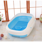 YES4PETS Large Portable Cat Toilet Litter Box Tray with Scoop and Grid Tray-Blue - Pet Care > Cat Supplies > Cat Litter