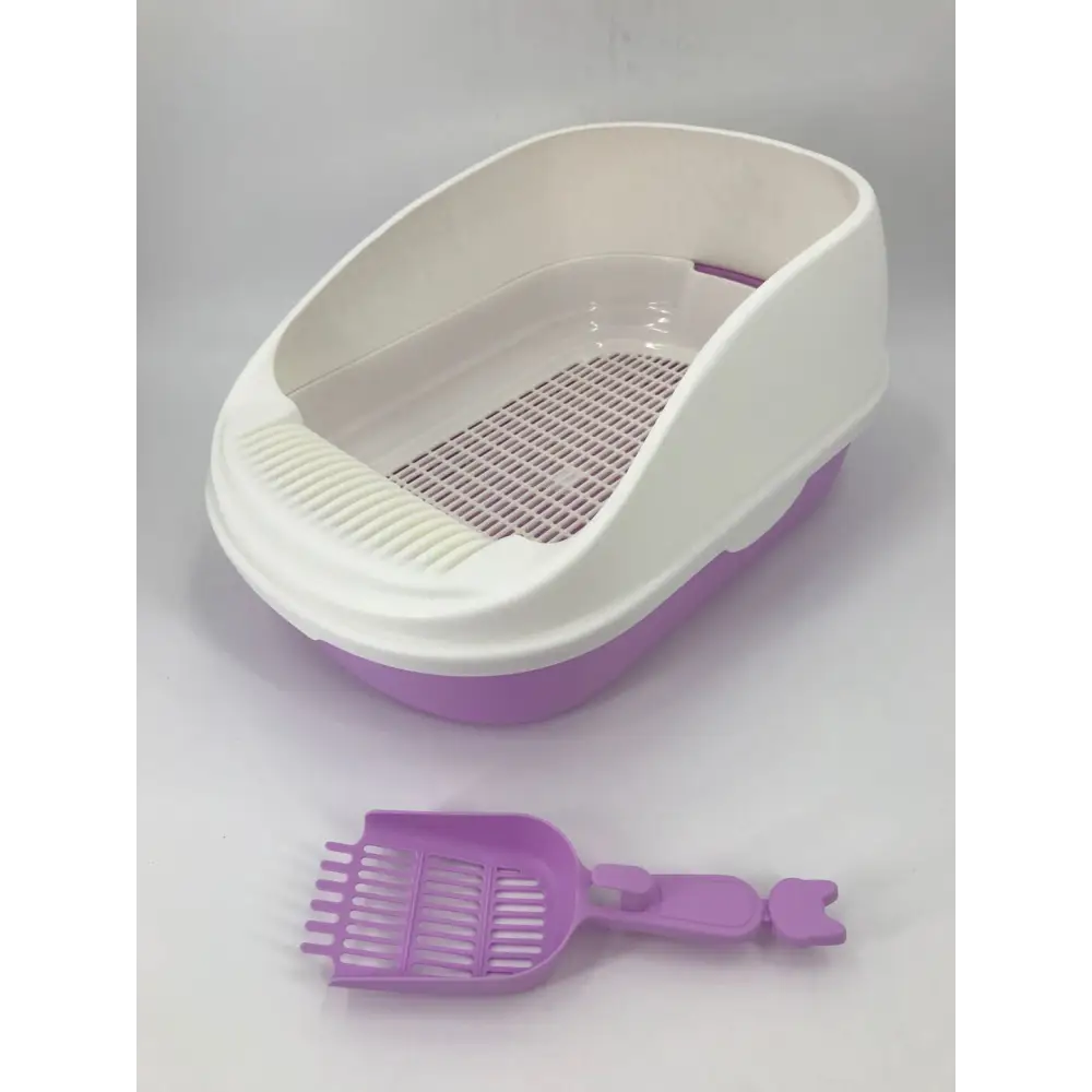 YES4PETS Large Portable Cat Toilet Litter Box Tray with Scoop and Grid Tray Purple - Pet Care > Cat Supplies > Cat