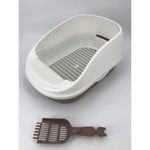 YES4PETS Large Portable Cat Toilet Litter Box Tray with Scoop and Grid Tray Brown - Pet Care > Cat Supplies > Cat Litter