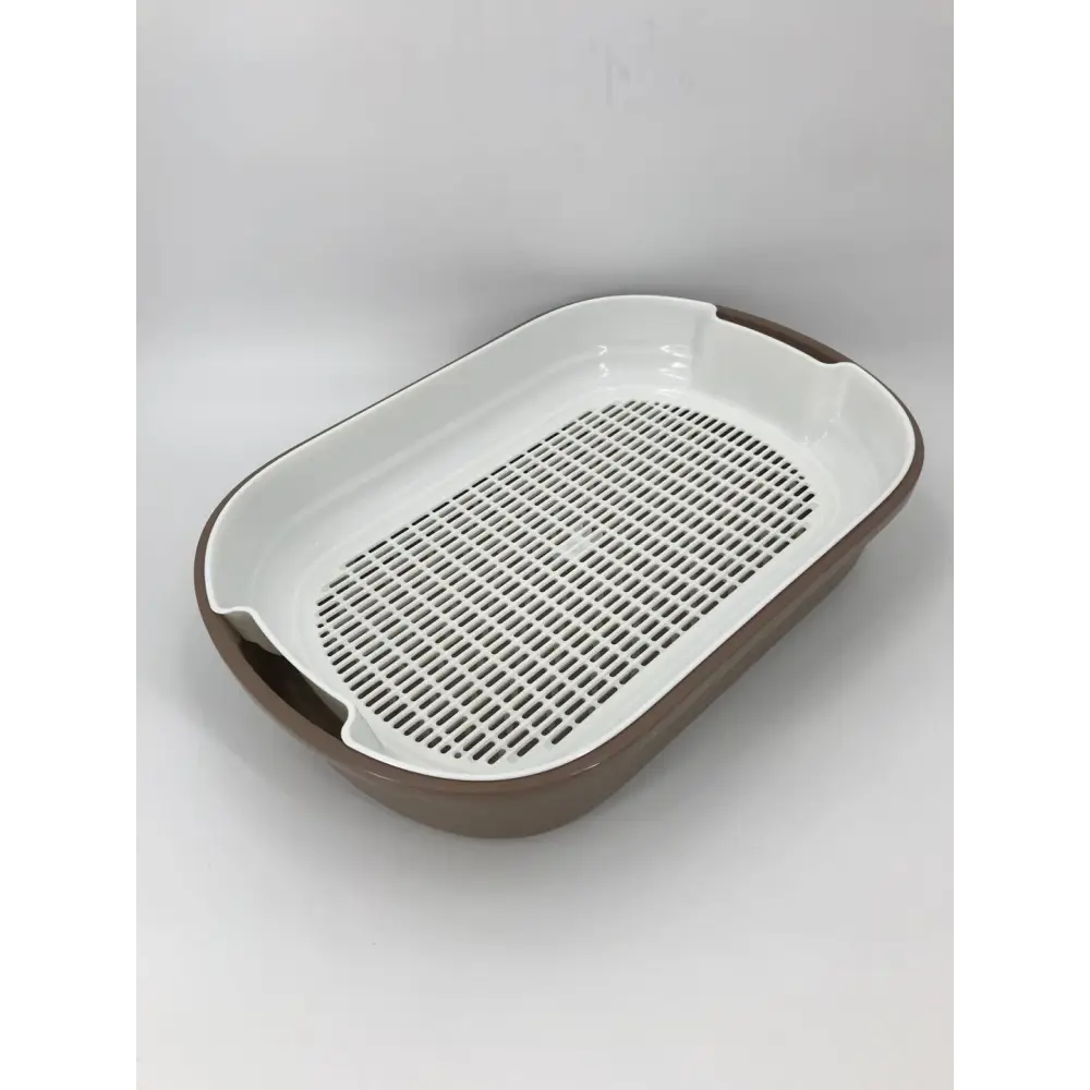 YES4PETS Large Portable Cat Toilet Litter Box Tray with Scoop and Grid Tray Brown - Pet Care > Cat Supplies > Cat Litter