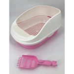 YES4PETS Large Portable Cat Toilet Litter Box Tray with Scoop and Grid Tray Pink - Pet Care > Cat Supplies > Cat Litter
