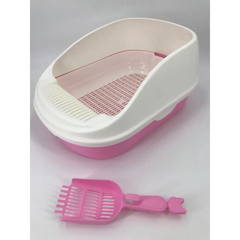 YES4PETS Large Portable Cat Toilet Litter Box Tray with Scoop and Grid Tray Pink - Pet Care > Cat Supplies > Cat Litter