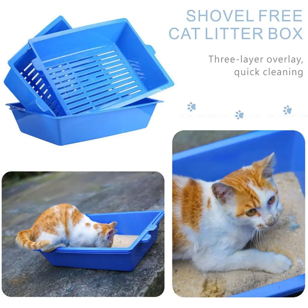 YES4PETS Lift and Sift Self Cleaning Kitty Litter Trays Cat Litter Tray Toilet Sifting Slotted Trays - Pet Care > Cat