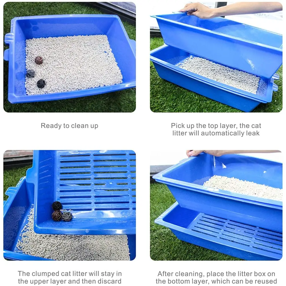 YES4PETS Lift and Sift Self Cleaning Kitty Litter Trays Cat Litter Tray Toilet Sifting Slotted Trays - Pet Care > Cat