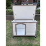 YES4PETS M Timber Pet Dog Kennel House Puppy Wooden Timber Cabin With Stripe White - Pet Care > Dog Supplies > Dog