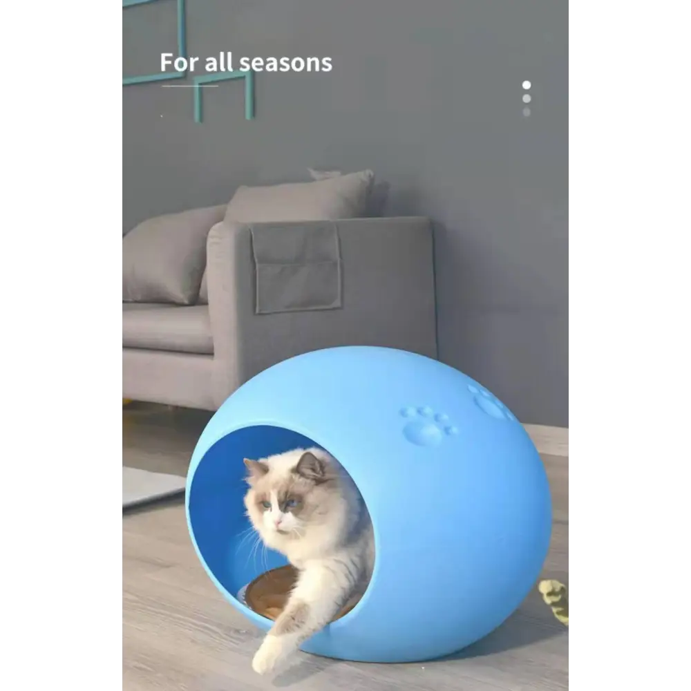 YES4PETS Medium Cave Cat Kitten Box Igloo Cat Bed House Dog Puppy House-Blue - Pet Care > Cat Supplies > Cat Furniture