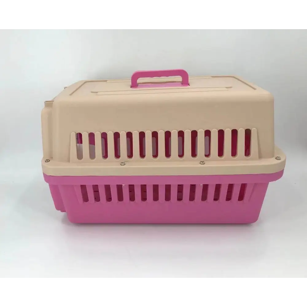 YES4PETS Medium Dog Cat Crate Pet Carrier Airline Cage With Bowl & Tray-Pink - Pet Care > Cat Supplies > Cat Carriers &