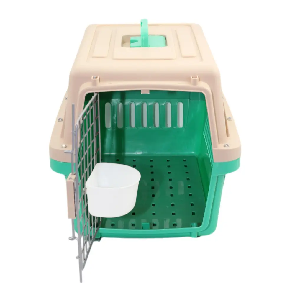 YES4PETS Medium Dog Cat Crate Pet Carrier Airline Cage With Bowl & Tray-Green - Pet Care > Dog Supplies > Dog Carriers