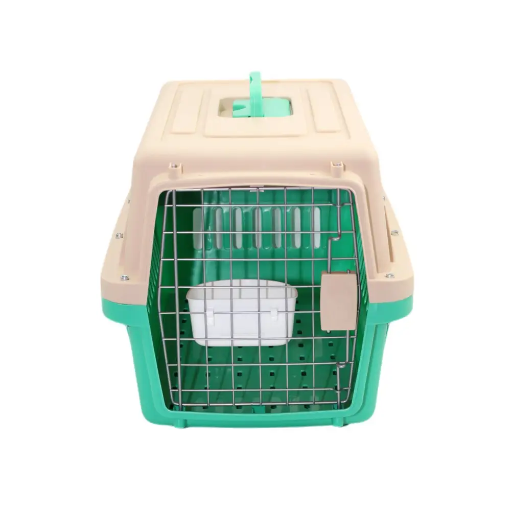YES4PETS Medium Dog Cat Crate Pet Carrier Airline Cage With Bowl & Tray-Green - Pet Care > Dog Supplies > Dog Carriers
