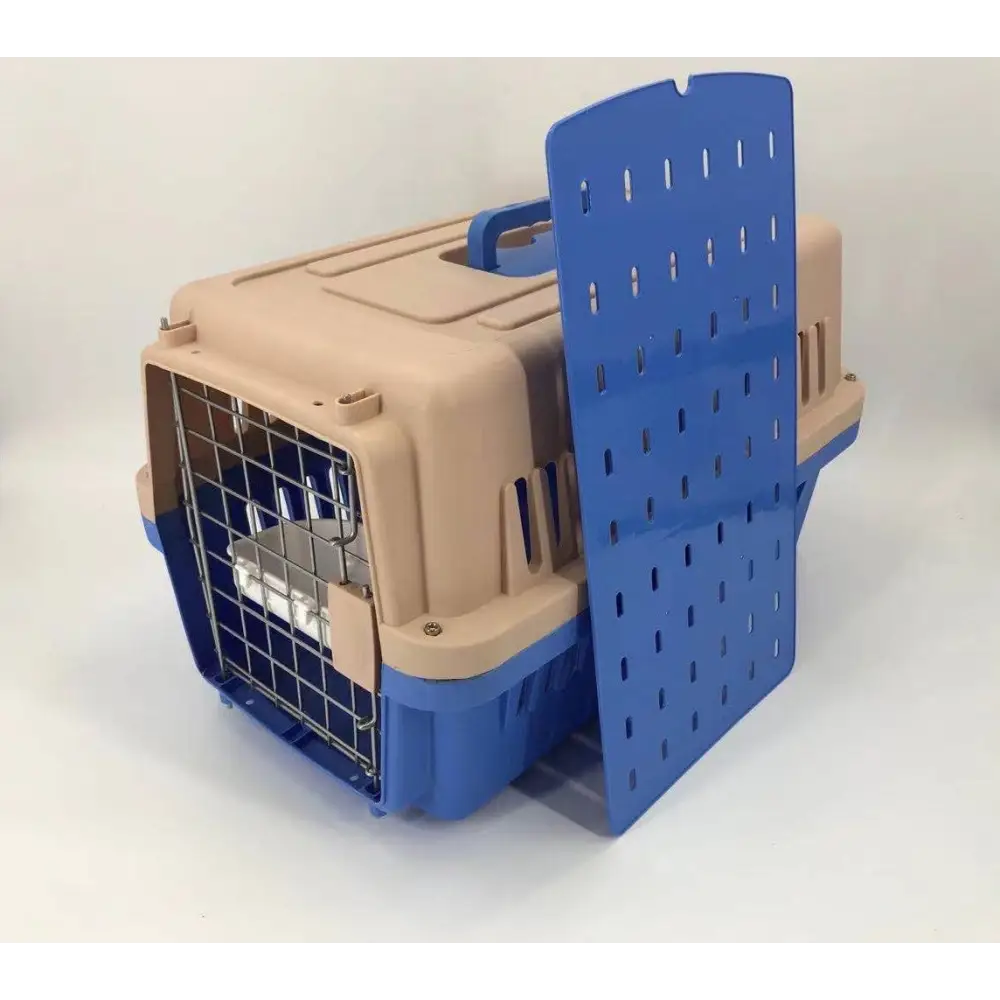 YES4PETS Medium Dog Cat Crate Pet Rabbit Carrier Airline Cage With Bowl & Tray-Blue - Pet Care > Coops & Hutches >