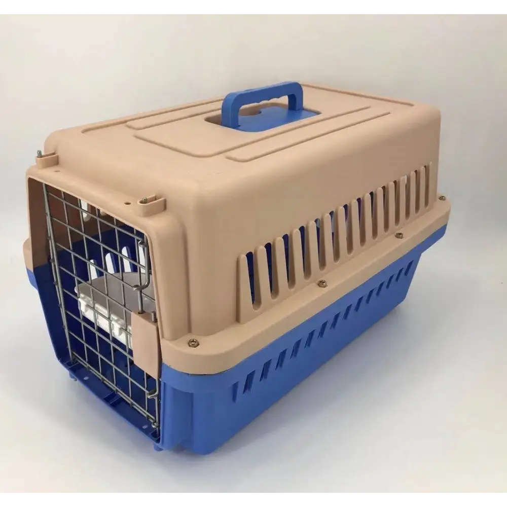 YES4PETS Medium Dog Cat Crate Pet Rabbit Carrier Airline Cage With Bowl & Tray-Blue - Pet Care > Coops & Hutches >