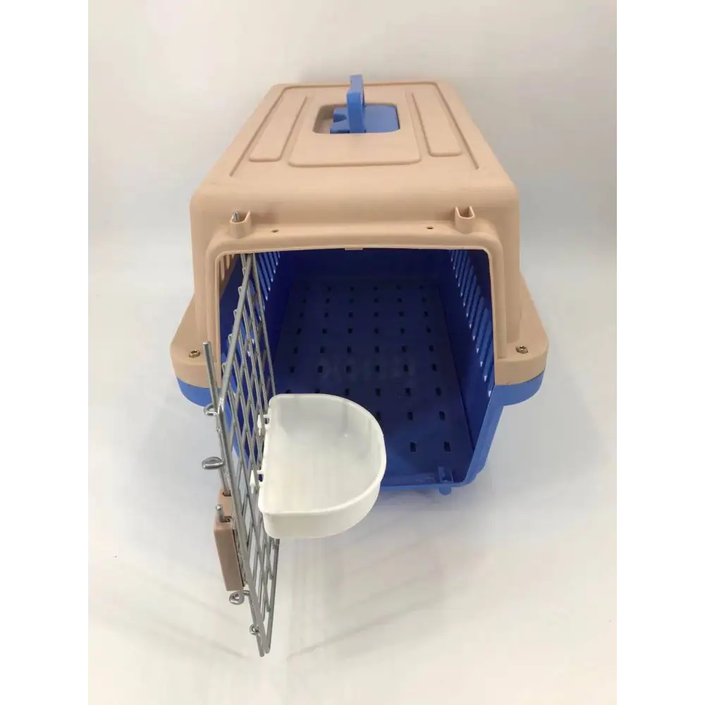 YES4PETS Medium Dog Cat Crate Pet Rabbit Carrier Airline Cage With Bowl & Tray-Blue - Pet Care > Coops & Hutches >
