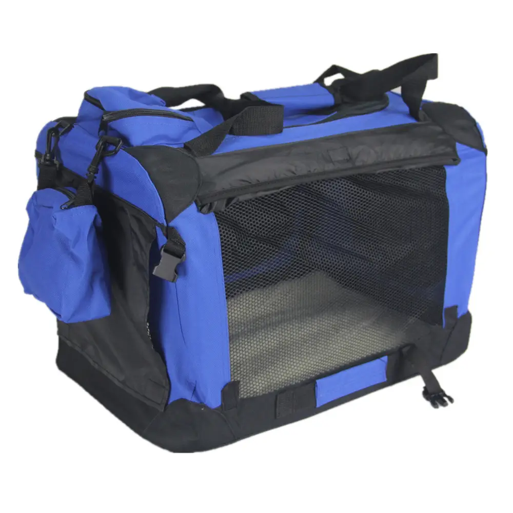 YES4PETS Medium Foldable Pet Dog Puppy Cat Rabbit Soft Crate With Curtain-Blue - Pet Care > Dog Supplies > Dog Carriers