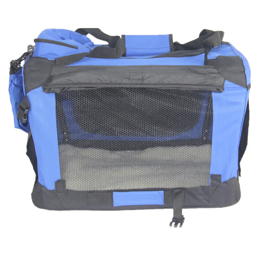 YES4PETS Medium Foldable Pet Dog Puppy Cat Rabbit Soft Crate With Curtain-Blue - Pet Care > Dog Supplies > Dog Carriers