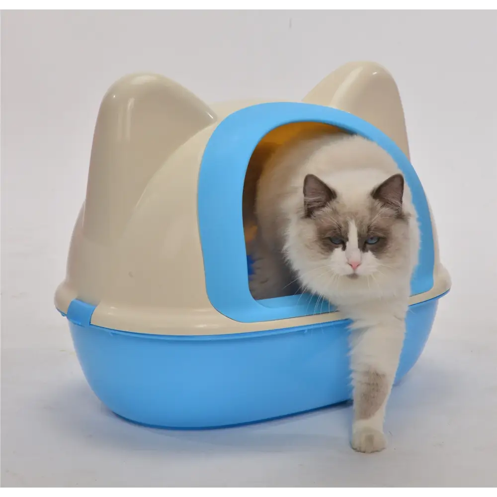 YES4PETS Medium Hooded Cat Toilet Litter Box Tray House With Scoop Blue - Pet Care > Cat Supplies > Cat Litter