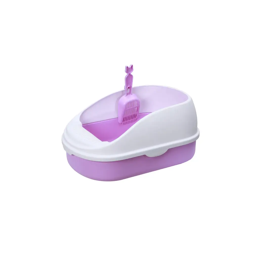 YES4PETS Medium Portable Cat Toilet Litter Box Tray with Scoop Purple - Pet Care > Cat Supplies > Cat Litter
