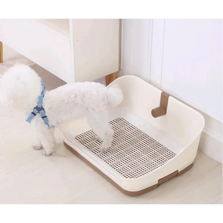 YES4PETS Medium Portable Dog Potty Training Tray Pet Puppy Toilet Trays Loo Pad Mat With Wall Brown - Pet Care > Dog