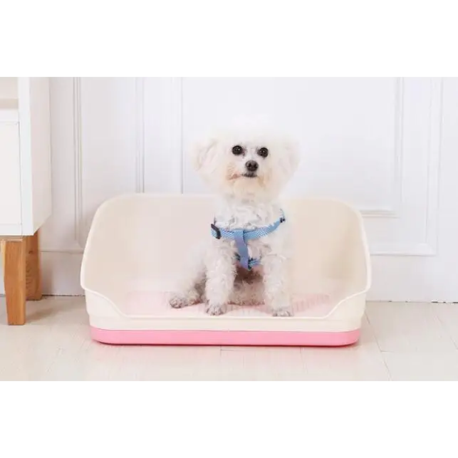 YES4PETS Medium Portable Dog Potty Training Tray Pet Puppy Toilet Trays Loo Pad Mat With Wall Pink - Pet Care > Dog