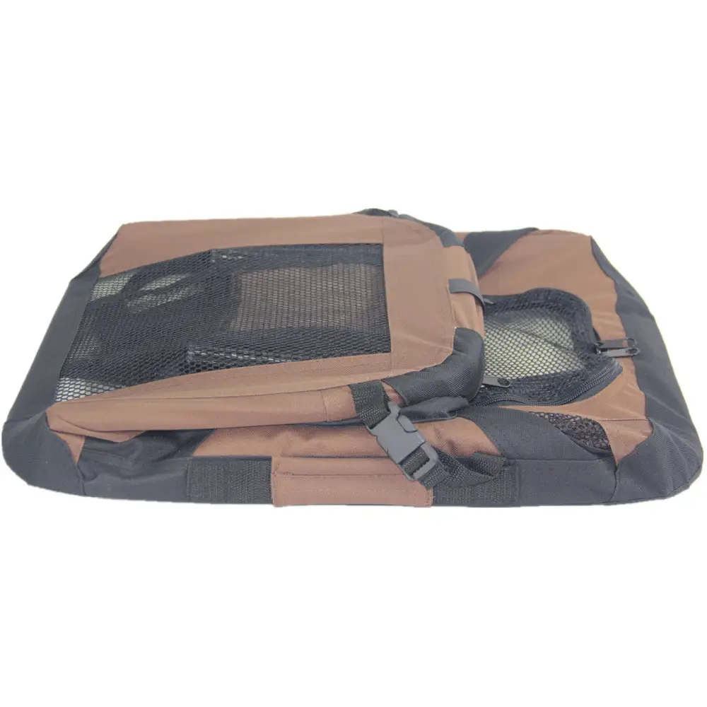 YES4PETS Medium Portable Foldable Dog Cat Puppy Soft Crate-Brown - Pet Care > Dog Supplies > Dog Carriers & Crates