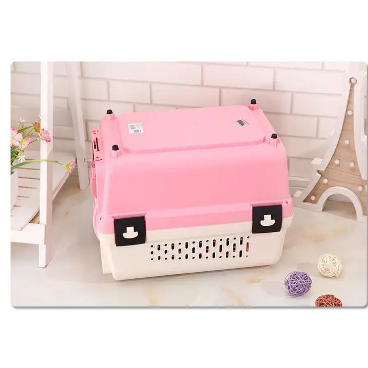 YES4PETS Medium Portable Plastic Dog Cat Pet Pets Carrier Travel Cage With Tray-Pink - Pet Care > Dog Supplies > Dog