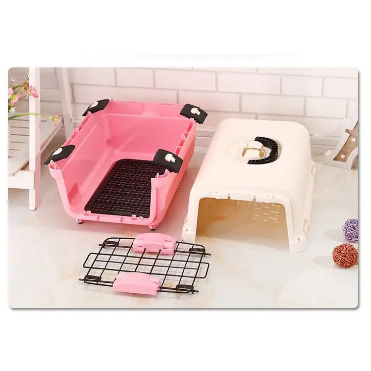 YES4PETS Medium Portable Plastic Dog Cat Pet Pets Carrier Travel Cage With Tray-Pink - Pet Care > Dog Supplies > Dog